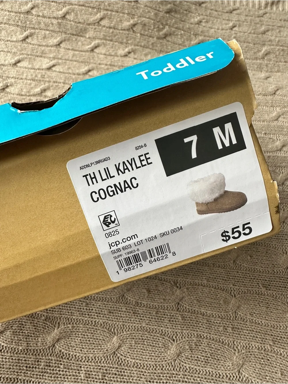 EUC Thereabouts Toddler Girl Faux Fur Lil Kaylee Winter Booties, Cognac, Size 7